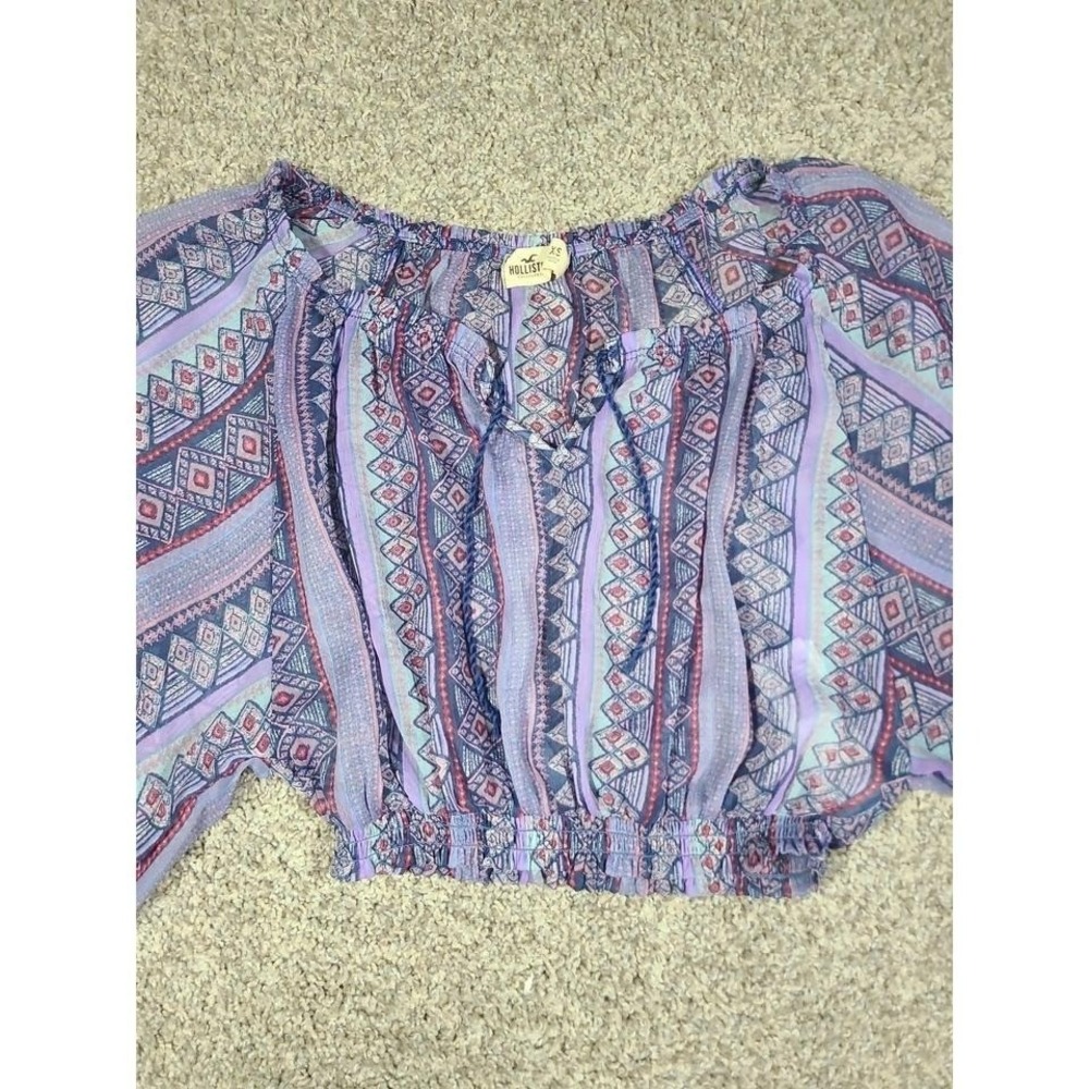 Hollister Sheer Boho Fairycore Crop Top - Purple/Lavender Y2K XS